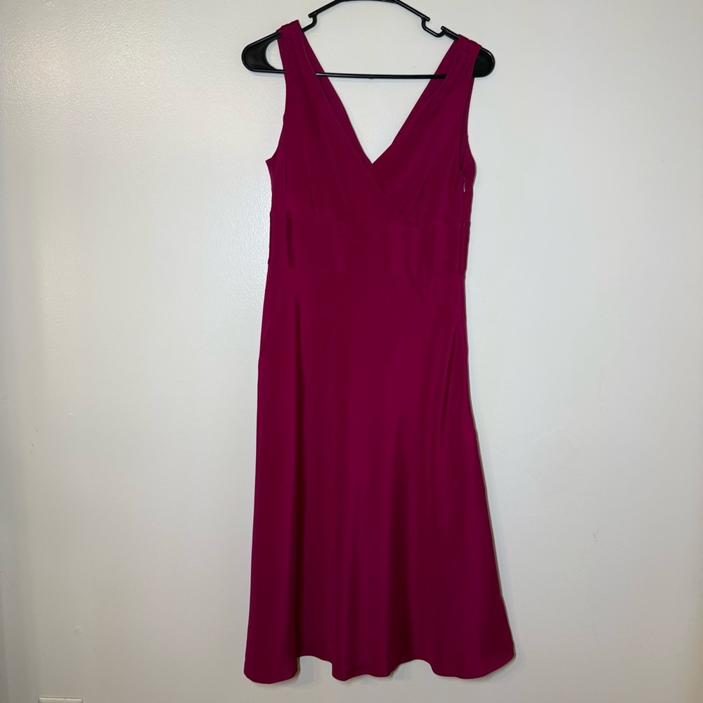 J. Crew Sopha Fuchsia Silk Midi Dress